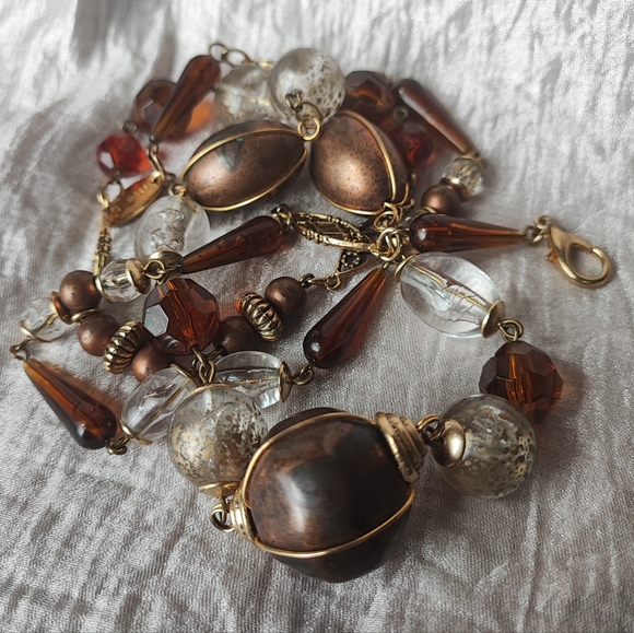 Express Brand Opera Length Necklace Made in Italy Clear Bubble Lucite Wire Cage - Picture 6 of 16